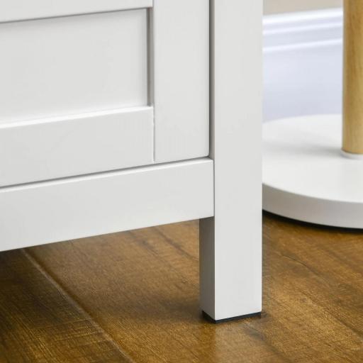 Aparador para Salón Armario Auxiliar con 2 Puertas de Vidrio 3 Cajones Estante Ajustable para Cocina 120x40x70 cm Blanco [7]