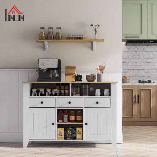 Aparador de Cocina Mesa para Televisores de 50 Pulgadas con 3 Cajones 2 Puertas 120x38x81,5 cm Blanco