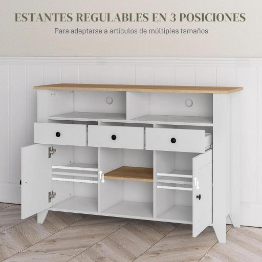 Aparador de Cocina Mesa para Televisores de 50 Pulgadas con 3 Cajones 2 Puertas 120x38x81,5 cm Blanco [5]