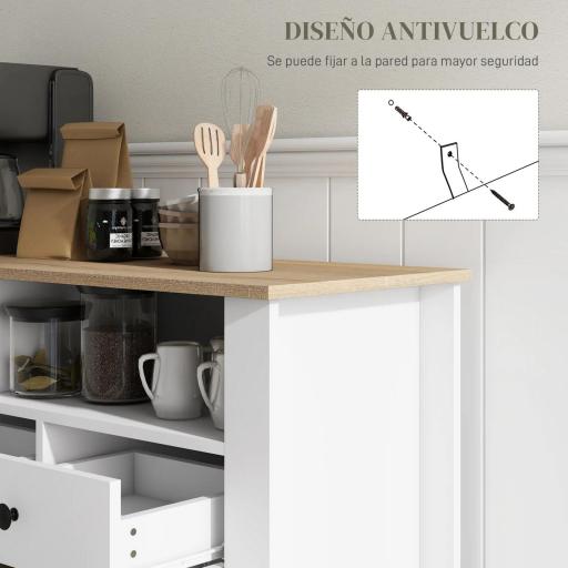 Aparador de Cocina Mesa para Televisores de 50 Pulgadas con 3 Cajones 2 Puertas 120x38x81,5 cm Blanco [4]