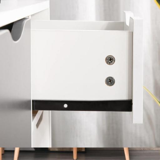 Aparador para Salón con 3 Puertas y Cajón Mueble Auxiliar para Salón Cocina Dormitorio 90x30x72 cm Blanco y Gris [6]