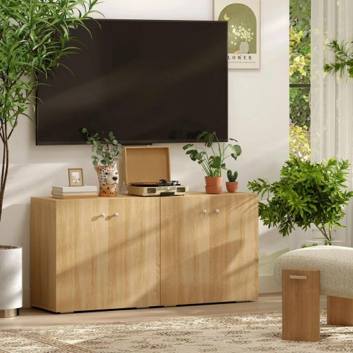 Aparador de Salón con 2 Puertas Armario Auxiliar con 2 Estantes para Libros Ropa Juguetes Estilo Moderno 70x39x70 cm Madera Natural [7]