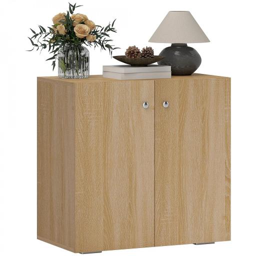 Aparador de Salón con 2 Puertas Armario Auxiliar con 2 Estantes para Libros Ropa Juguetes Estilo Moderno 70x39x70 cm Madera Natural [8]