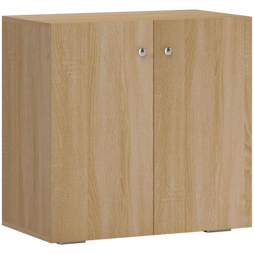 Aparador de Salón con 2 Puertas Armario Auxiliar con 2 Estantes para Libros Ropa Juguetes Estilo Moderno 70x39x70 cm Madera Natural [10]