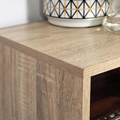 Mueble Aparador Alto Armario Auxiliar de Salón con 5 Compartimentos y 1 Puerta Multiusos para Comedor Cocina Dormitorio 60x30x121 cm Roble y Blanco [2]