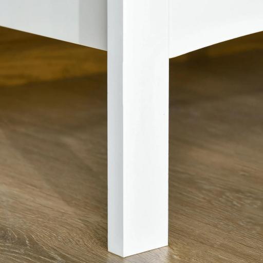 Aparador de Cocina Armario Buffet con 2 Puertas de Vidrio Estante Ajustable Interior y 4 Cajones Mueble Auxiliar para Comedor Salón 136x45x85 cm Blanco [7]