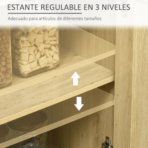 Aparador de Estilo Cannage Mueble Buffet Auxiliar con Puertas de Rejilla y Patas de Madera 120x40x97cm Natural [5]