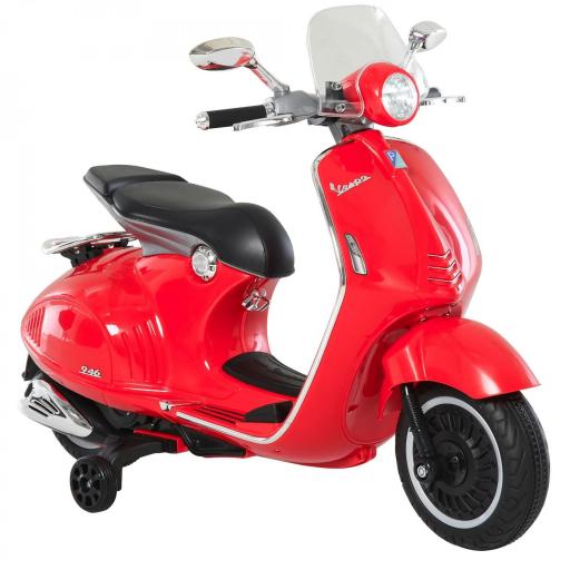 Moto de Batería Autorizada de VESPA con Faros Música 2 Ruedas Auxiliares 108x49x75 cm Rojo [4]