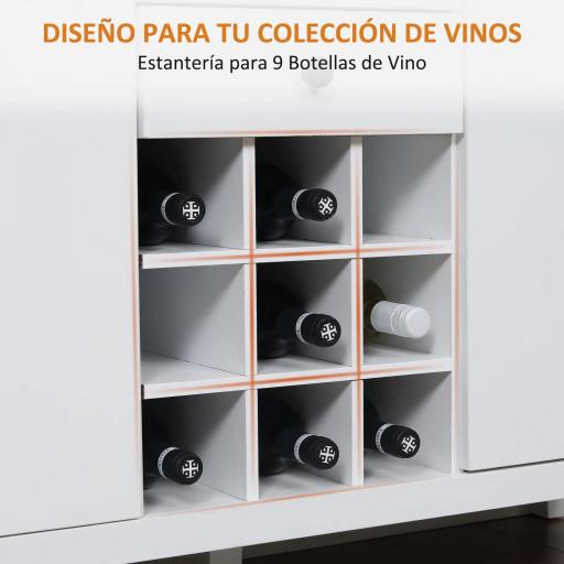 Aparador de Cocina Moderno con Cajones y Botellero Mueble Auxiliar para Comedor Salón 110x35x75 cm Blanco [4]