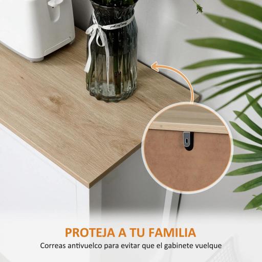 Aparador de Cocina Moderno con Cajones y Botellero Mueble Auxiliar para Comedor Salón 110x35x75 cm Blanco [5]
