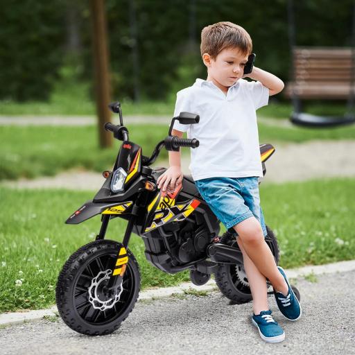 Moto eléctrica para niños de 12V con ruedas de apoyo, luces LED, música, USB, moto eléctrica para niños y niñas, Amarillo
