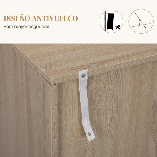 Aparador de Salón con 3 Puertas con Diseño Chevron Estantes Ajustables Patas de Metal 108x40x80 cm Roble [5]
