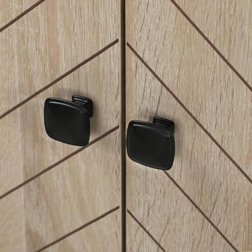 Aparador de Salón con 3 Puertas con Diseño Chevron Estantes Ajustables Patas de Metal 108x40x80 cm Roble [7]