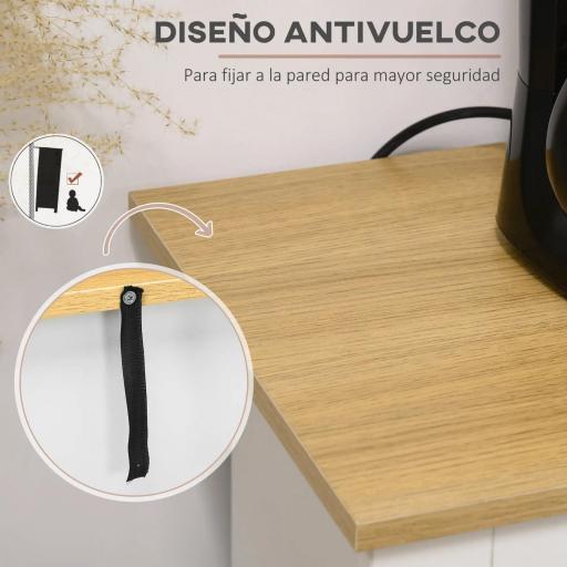 Aparador con 2 Cajones 3 Puertas Estante Ajustable Mueble Auxiliar de Cocina 117x35x80 cm Blanco [2]