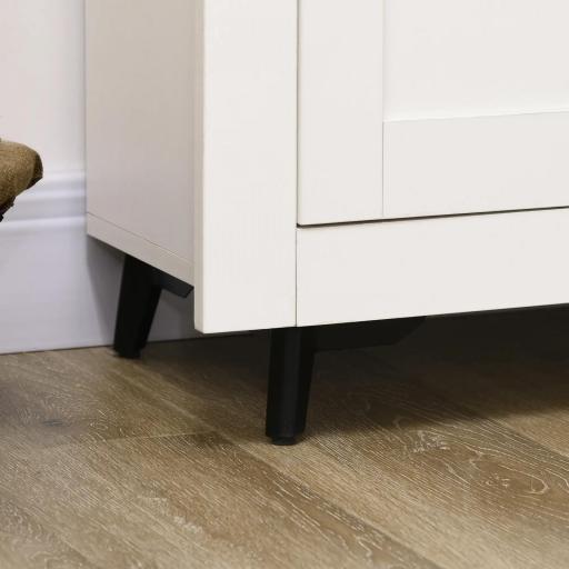 Aparador con 2 Cajones 3 Puertas Estante Ajustable Mueble Auxiliar de Cocina 117x35x80 cm Blanco [7]