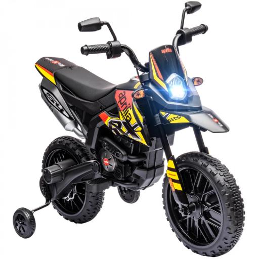 Moto eléctrica para niños de 12V con ruedas de apoyo, luces LED, música, USB, moto eléctrica para niños y niñas, Amarillo [4]