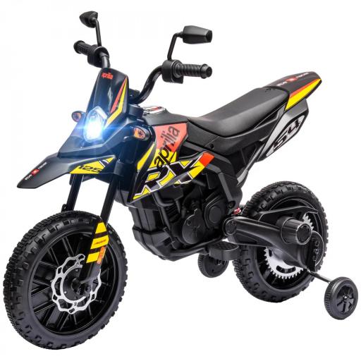 Moto eléctrica para niños de 12V con ruedas de apoyo, luces LED, música, USB, moto eléctrica para niños y niñas, Amarillo [3]