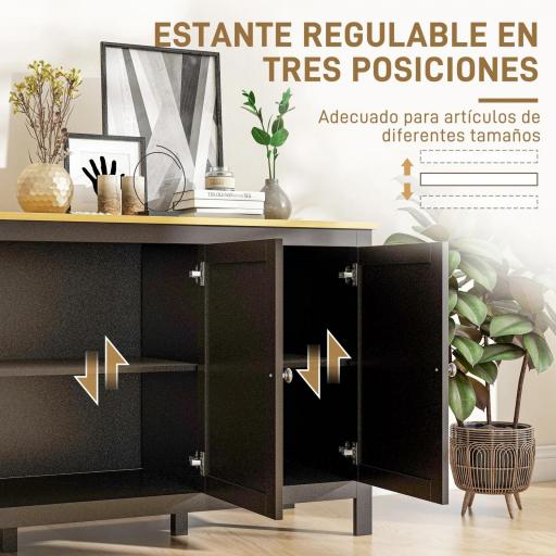 Aparador de 3 Puertas Aparador de Salón con Estantes Ajustables para Cocina Entrada Comedor Negro 120x40x70 cm [5]