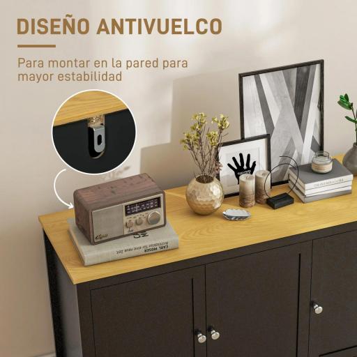 Aparador de 3 Puertas Aparador de Salón con Estantes Ajustables para Cocina Entrada Comedor Negro 120x40x70 cm [3]