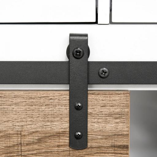 Mueble de Cocina con Puerta Corredera de Granero Botellero Cajones y Estantes para Comedor Salón 80x39x86 cm Blanco [6]