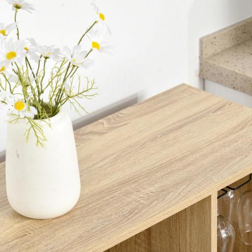 Aparador de Cocina con Botellero para 12 Botellas y Soporte de 6 Copas de Vino 76x35x97 cm Madera Natural [6]