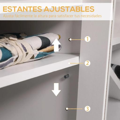 Aparador de Cocina con 3 Puertas de Vidrio y Botellero en Forma X para 4 Botellas 90x37x75 cm Blanco [3]