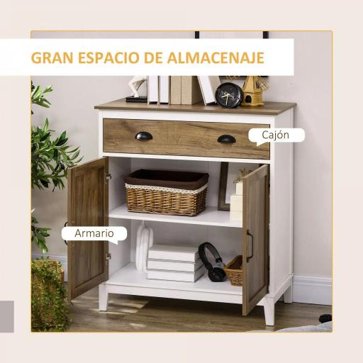Aparador para Salón Armario de Almacenamiento con Cajón 2 Puertas y Estante Ajustable 78,5x39x89,4 cm Marrón [2]