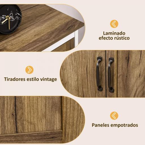 Aparador para Salón Armario de Almacenamiento con Cajón 2 Puertas y Estante Ajustable 78,5x39x89,4 cm Marrón [3]