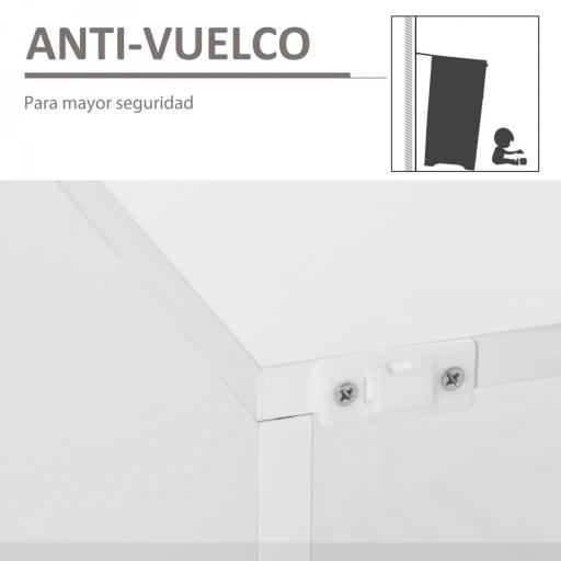 Aparador Moderno con Luces LED Mueble Buffet con 1 Puerta de Alto Brillo Cierre a Presión Estantes Ajustables y Control Remoto 97x35x83 cm Blanco [4]
