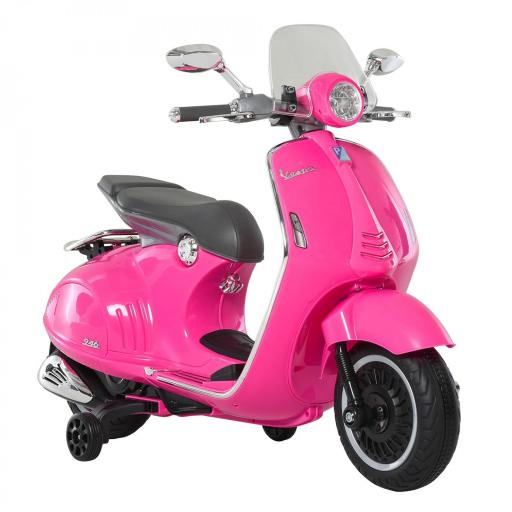 Moto de Batería Autorizada de VESPA con Faros Música 2 Ruedas Auxiliares 108x49x75 cm Rosa [9]