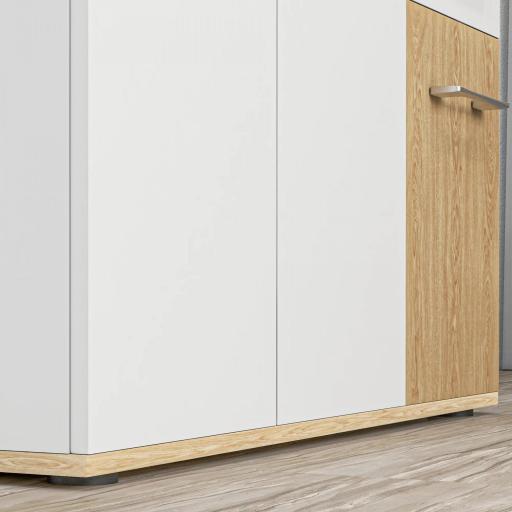 Aparador de Cocina con 2 Cajones 2 Armarios y Estantes Ajustables para Comedor 90x30x75,5 cm Blanco y Natural [7]