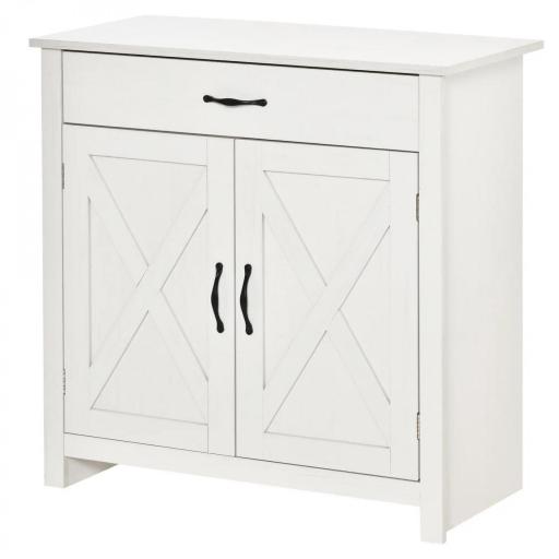 Aparador de Cocina con Cajón 2 Puertas y Estante Interior Mueble Auxiliar Decorativo 80x39,7x80 cm Blanco Lavado [8]