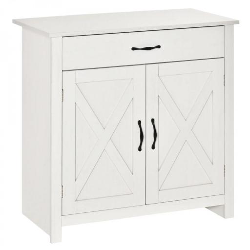 Aparador de Cocina con Cajón 2 Puertas y Estante Interior Mueble Auxiliar Decorativo 80x39,7x80 cm Blanco Lavado [9]