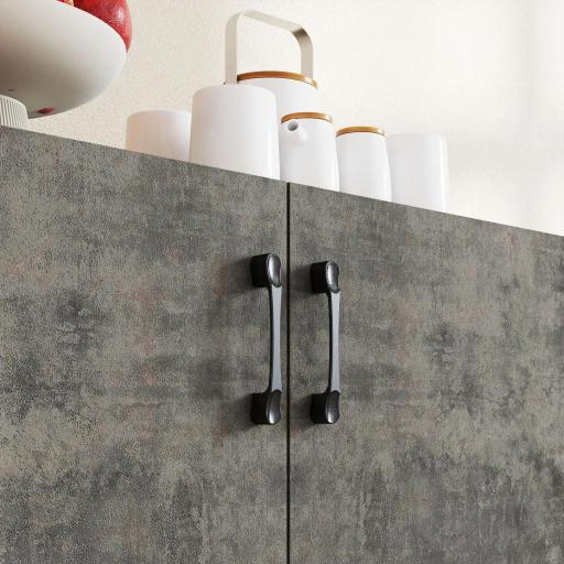 Aparador de Salón Pequeño y Moderno con Estante y Puertas de Cierre Suave 80x37x80 cm Gris Cemento y Blanco Brillo [4]