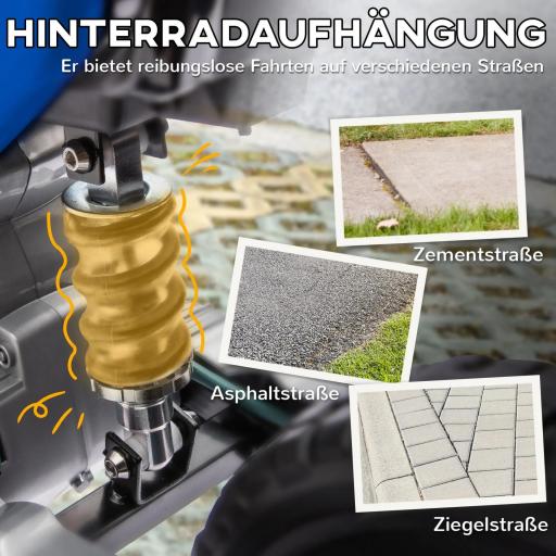 Moto Eléctrica para Niños, Control de Gas Manual, Ruedas de Entrenamiento, Música, Azul, 107x56x70 cm  [2]