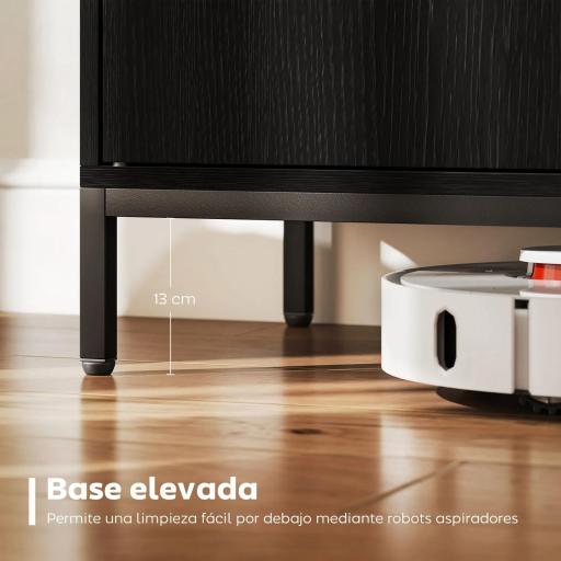 Aparador de Cocina Moderno Aparador para Salón con 2 Puertas Estante Ajustable y Base Elevada 80x40x90 cm Negro [5]