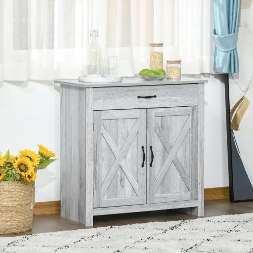 Aparador de Cocina Buffet para Salón con 1 Cajón 2 Puertas y Estante Interior Ajustable Mueble Auxiliar Decorativo para Comedor 80x39,7x80 cm Gris
