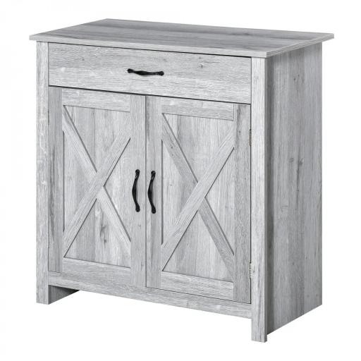 Aparador de Cocina Buffet para Salón con 1 Cajón 2 Puertas y Estante Interior Ajustable Mueble Auxiliar Decorativo para Comedor 80x39,7x80 cm Gris [8]