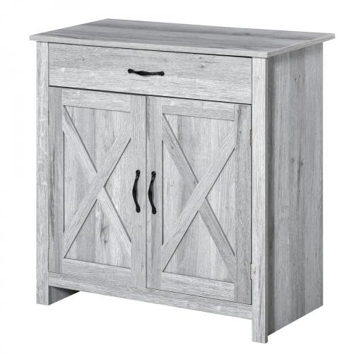 Aparador de Cocina Buffet para Salón con 1 Cajón 2 Puertas y Estante Interior Ajustable Mueble Auxiliar Decorativo para Comedor 80x39,7x80 cm Gris [9]