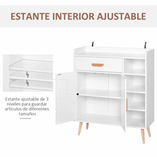 Aparador Buffet Armario Gabinete Consola Mueble Multiusos de Comedor Salón Baño Pasillo 80x29.5x96cm [4]
