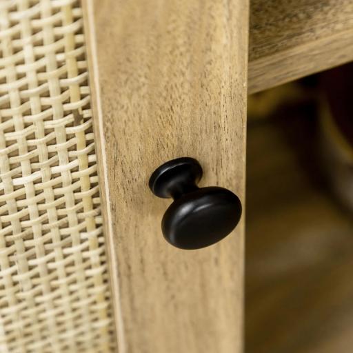 Aparador Mueble Auxiliar de Cocina con Puerta de Ratán y 2 Estantes de Almacenaje para Salón 80x39x70 cm Natural [6]