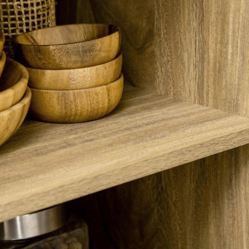 Aparador Mueble Auxiliar de Cocina con Puerta de Ratán y 2 Estantes de Almacenaje para Salón 80x39x70 cm Natural [7]