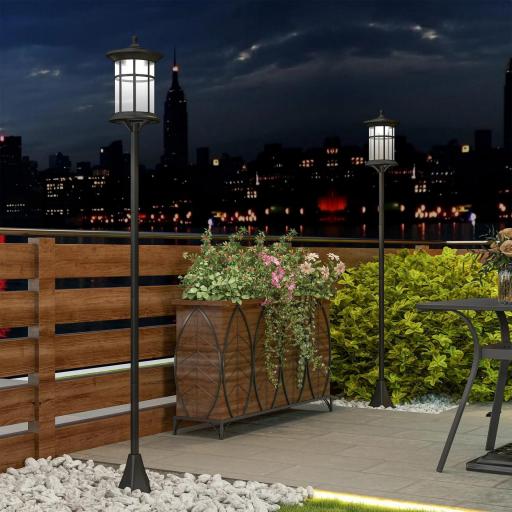  2 Luces Solares Exterior con Panel Solar Encendido Automático y Marco de Acero Inoxidable Impermeable IP44 Negro