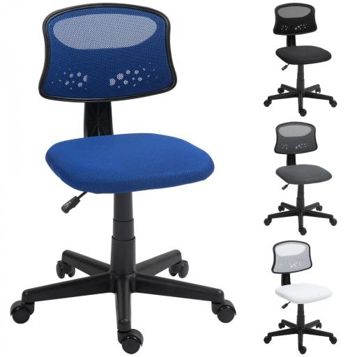 Silla de Oficina sin Brazos Silla de Escritorio Giratoria con Respaldo de Malla Transpirable Altura Ajustable Azul [8]