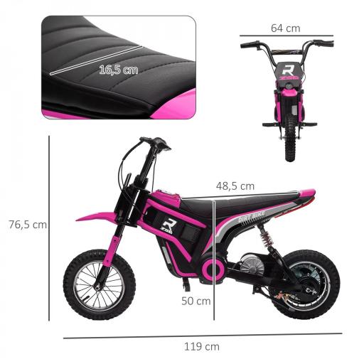 Motocicleta eléctrica para niños, 24V moto para niños con bocina, luz, puño de gas giratorio, 8-16 km/h, 8-12 años, Rosa [6]