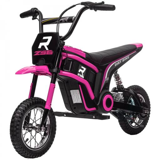 Motocicleta eléctrica para niños, 24V moto para niños con bocina, luz, puño de gas giratorio, 8-16 km/h, 8-12 años, Rosa [2]