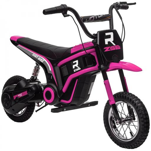 Motocicleta eléctrica para niños, 24V moto para niños con bocina, luz, puño de gas giratorio, 8-16 km/h, 8-12 años, Rosa [5]