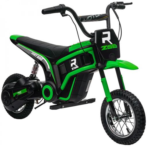 Moto Eléctrica para Niños con Acelerador Manual, 2 Velocidades 8-16 km/h, Edad 8-12 Años, Verde [4]