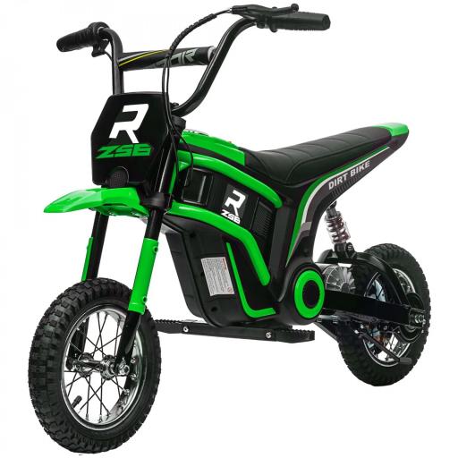 Moto Eléctrica para Niños con Acelerador Manual, 2 Velocidades 8-16 km/h, Edad 8-12 Años, Verde [5]