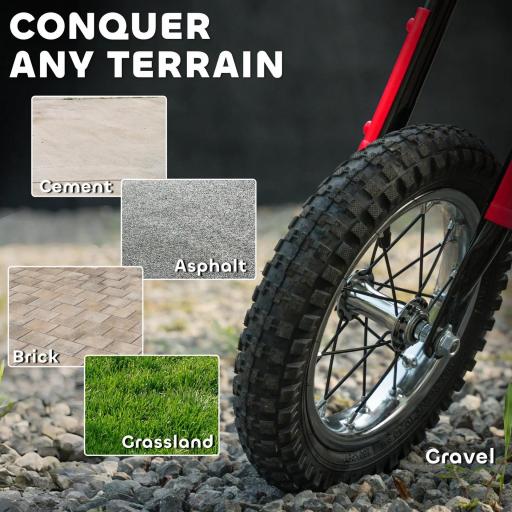 Moto Eléctrica para Niños 24V con Motor 250W Velocidad de 6-16km/h Ruedas de 12'' para Niños de 8-12 Años Rojo [5]